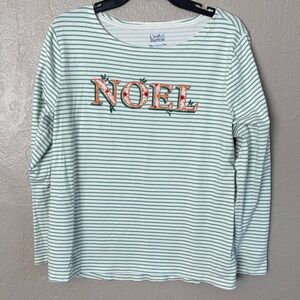 Christmas NOEL Long Sleeve Shirt Striped Large Croft & Barrow